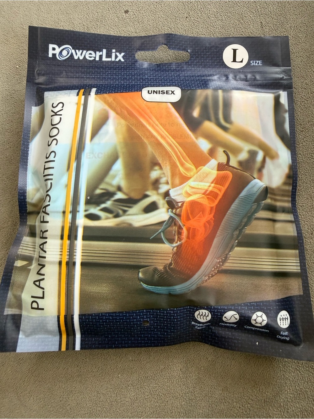 Unisex Black Plantar Fasciitis Socks - Large